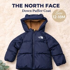 The North Face Navy Down Puffer Coat 12–18M Hooded Recycled Fill